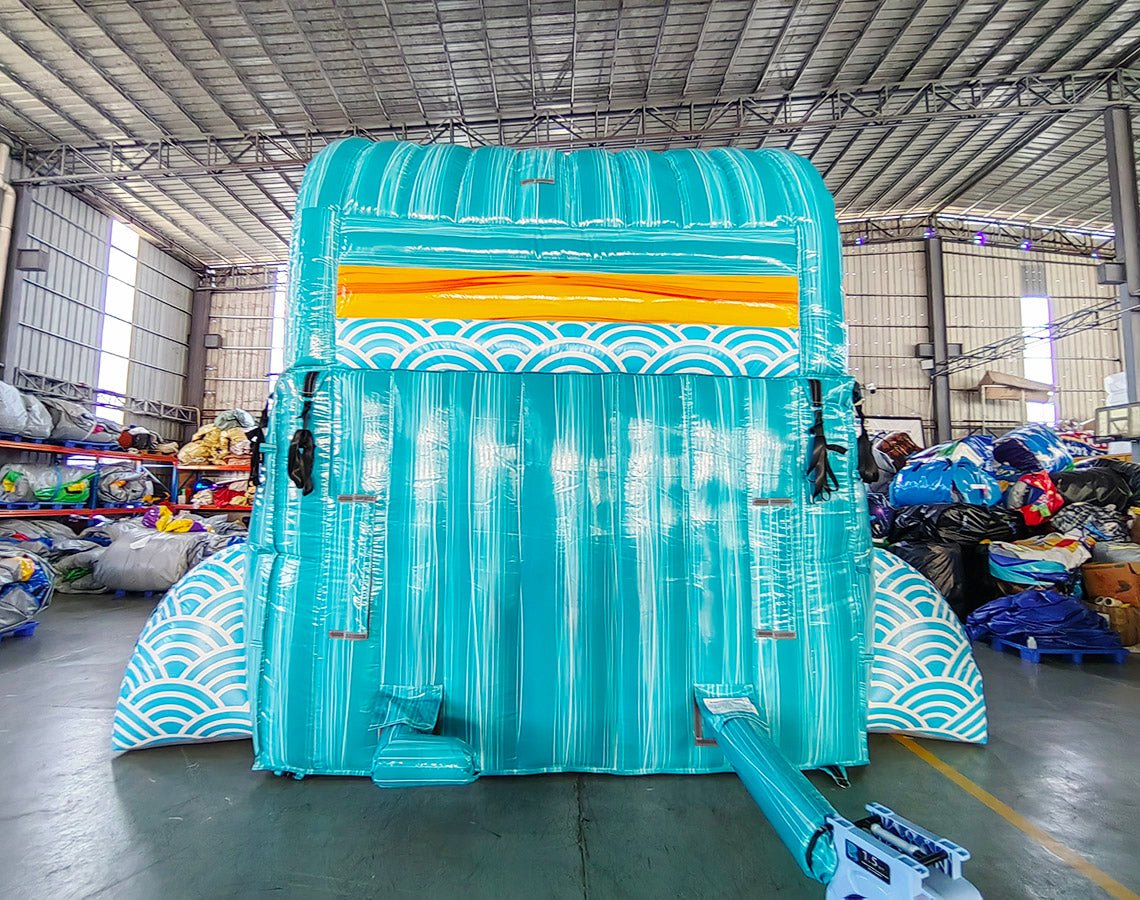 15ft Akua Falls Dual Lane Center Climb Inflatable Water Slide - BounceWave Inflatable Sales