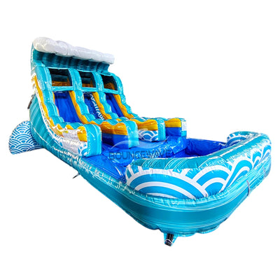 15ft Akua Falls Dual Lane Center Climb Inflatable Water Slide - BounceWave Inflatable Sales