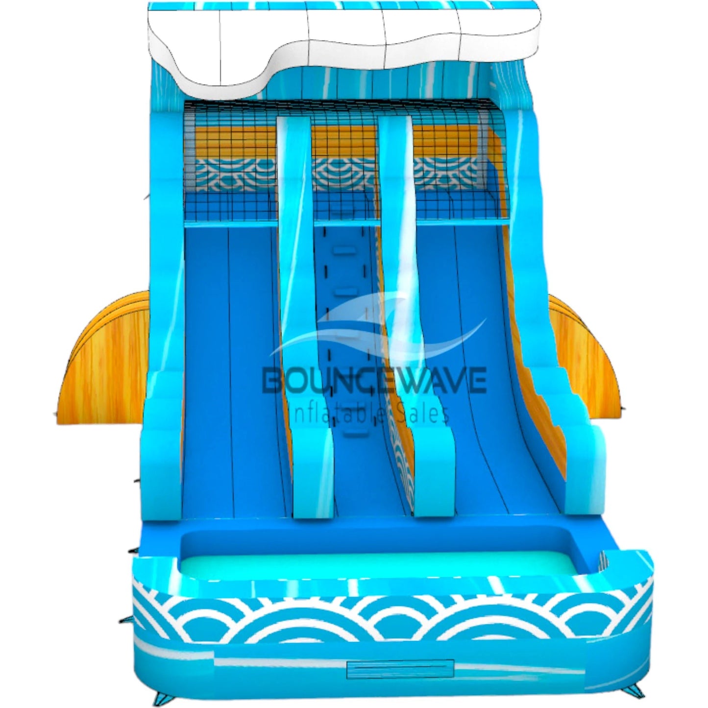 15ft Akua Falls Dual Lane Center Climb Inflatable Water Slide - BounceWave Inflatable Sales