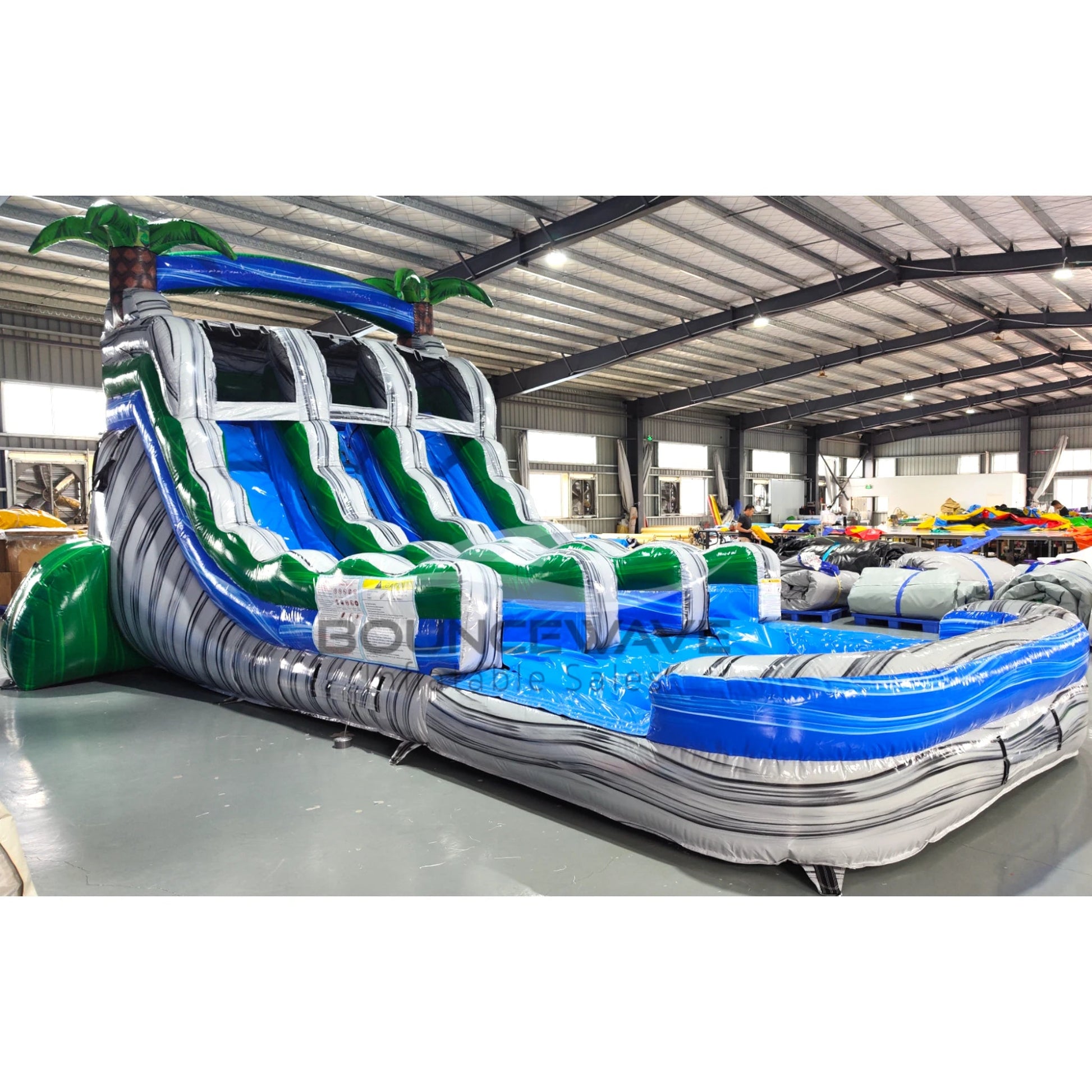 15ft Aloha Splash Dual Lane Center Climb Inflatable Water Slide - BounceWave Inflatable Sales