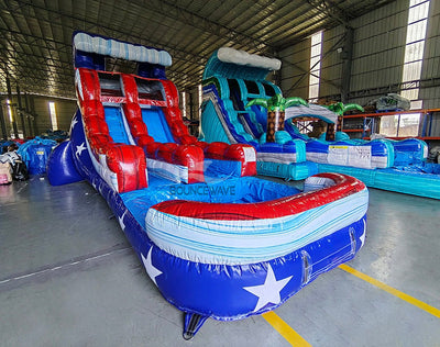 15ft American Thunder Commercial Single Lane Inflatable Water Slide - BounceWave Inflatable Sales