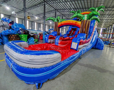 15ft Baja Splash Commercial Single Lane Inflatable Water Slide - BounceWave Inflatable Sales