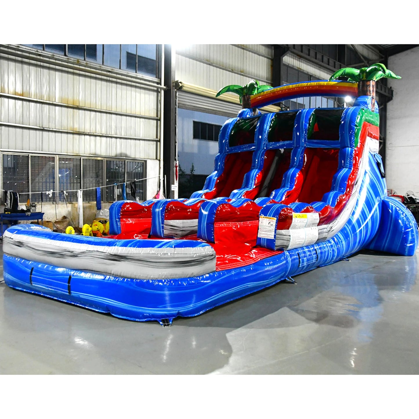 15ft Baja Splash Dual Lane Center Climb Inflatable Water Slide - BounceWave Inflatable Sales