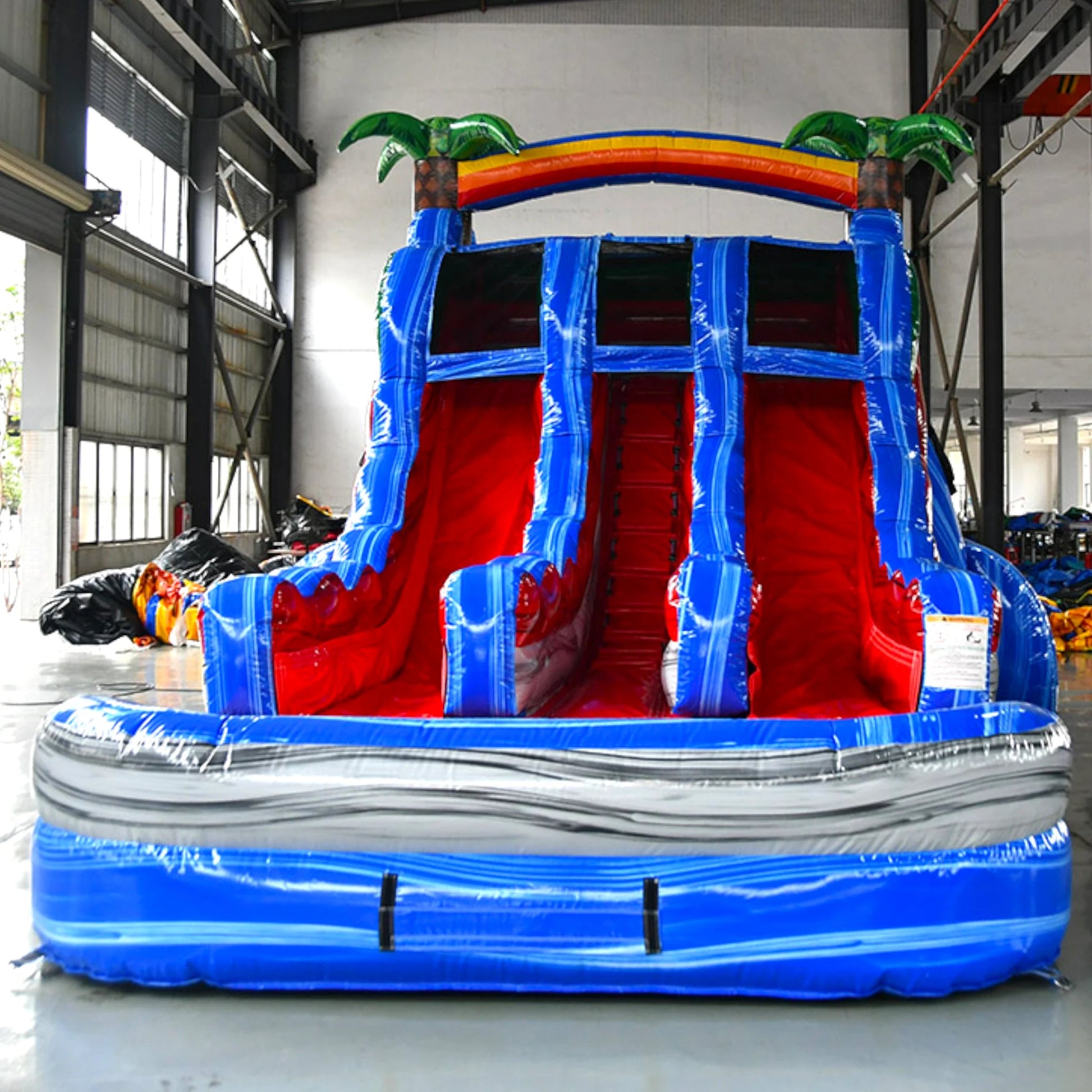 15ft Baja Splash Dual Lane Center Climb Inflatable Water Slide - BounceWave Inflatable Sales