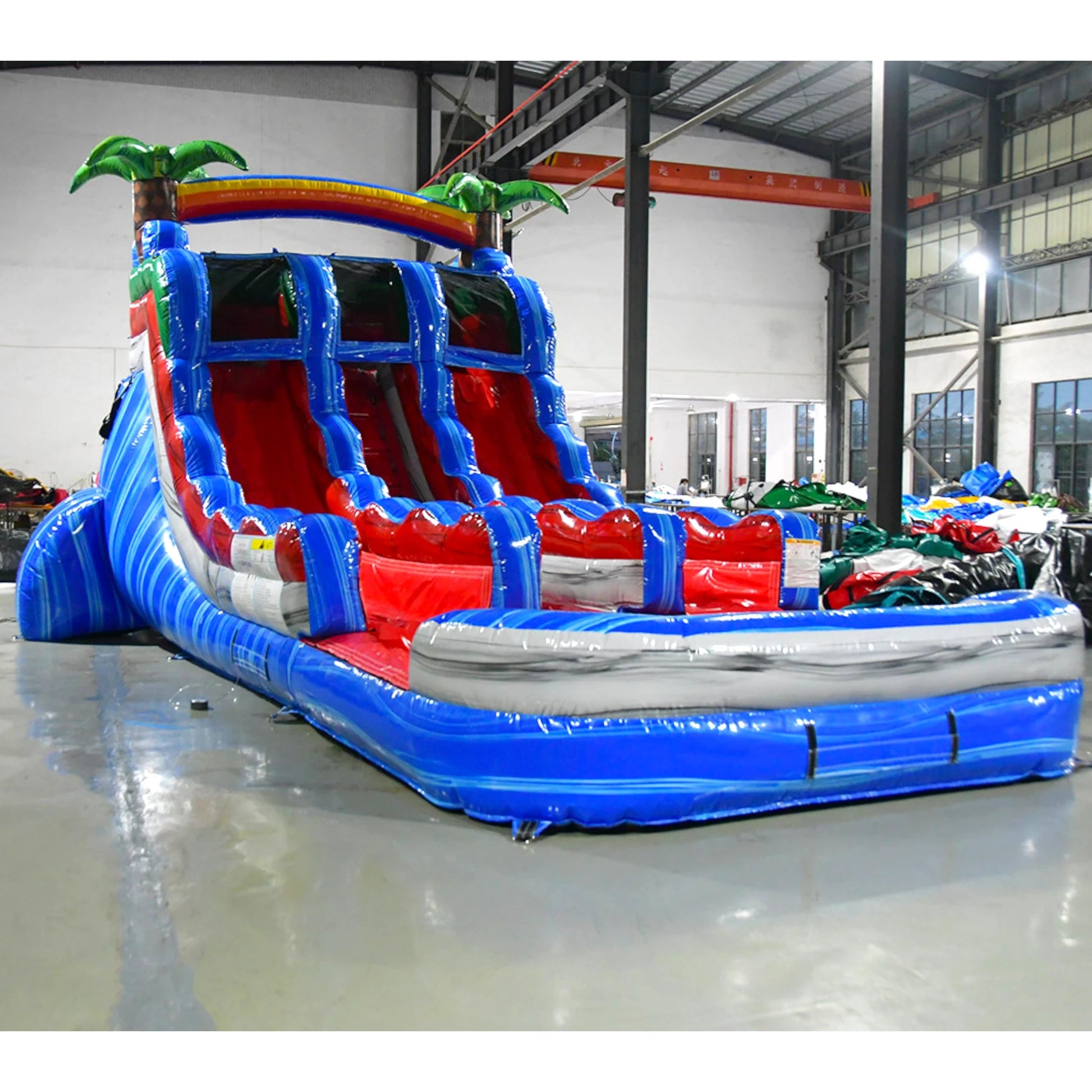 15ft Baja Splash Dual Lane Center Climb Inflatable Water Slide - BounceWave Inflatable Sales