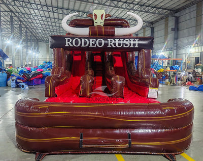 15ft Brown Marble Rodeo Rush Dual Lane Center Climb Inflatable Water Slide - BounceWave Inflatable Sales