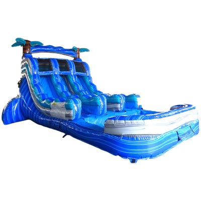 15ft Cayman Crush Dual Lane Center Climb Inflatable Water Slide - BounceWave Inflatable Sales