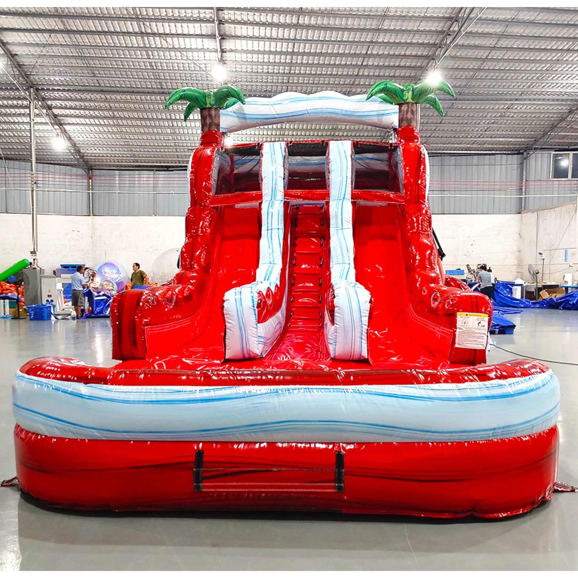 15ft Crimson Bay Dual Lane Center Climb Inflatable Water Slide - BounceWave Inflatable Sales