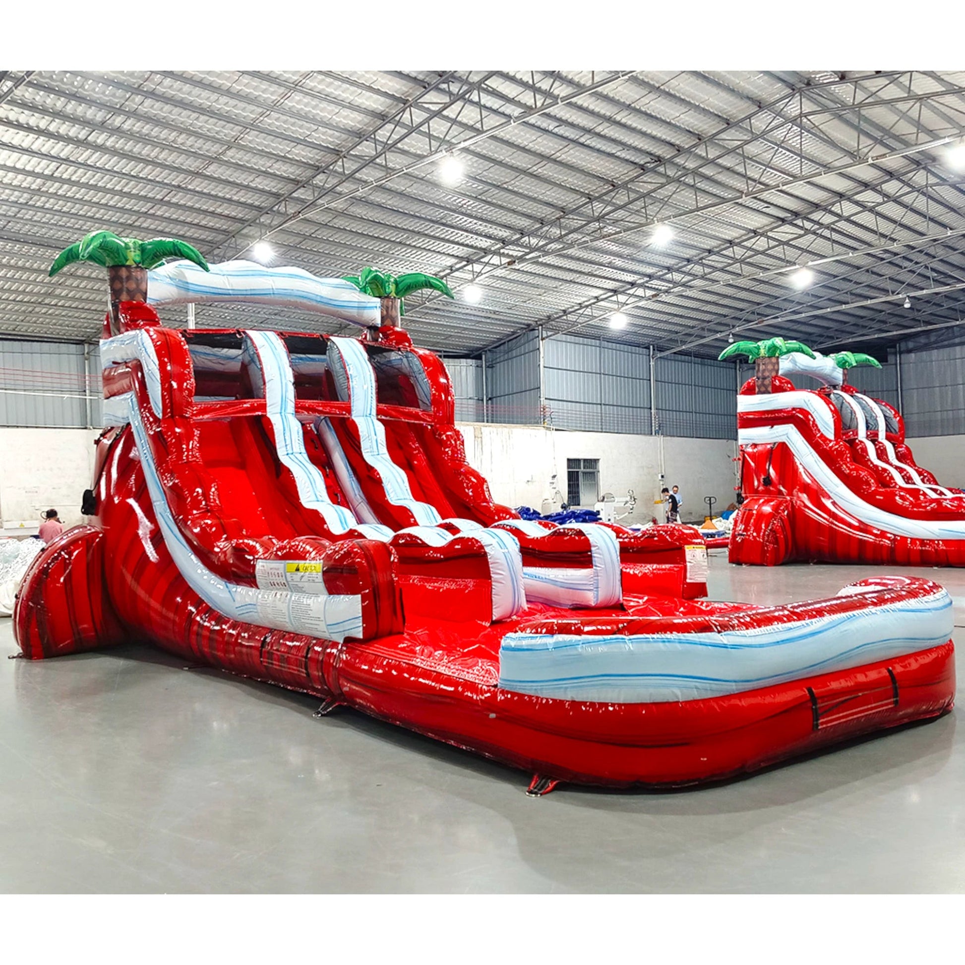 15ft Crimson Bay Dual Lane Center Climb Inflatable Water Slide - BounceWave Inflatable Sales