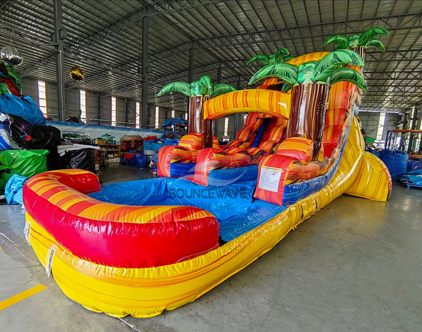 15ft Fiesta Fire Commercial Single Lane Inflatable Water Slide - BounceWave Inflatable Sales