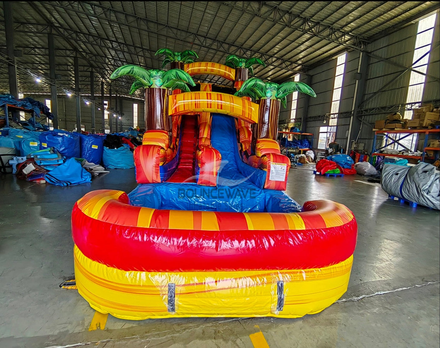 15ft Fiesta Fire Commercial Single Lane Inflatable Water Slide - BounceWave Inflatable Sales