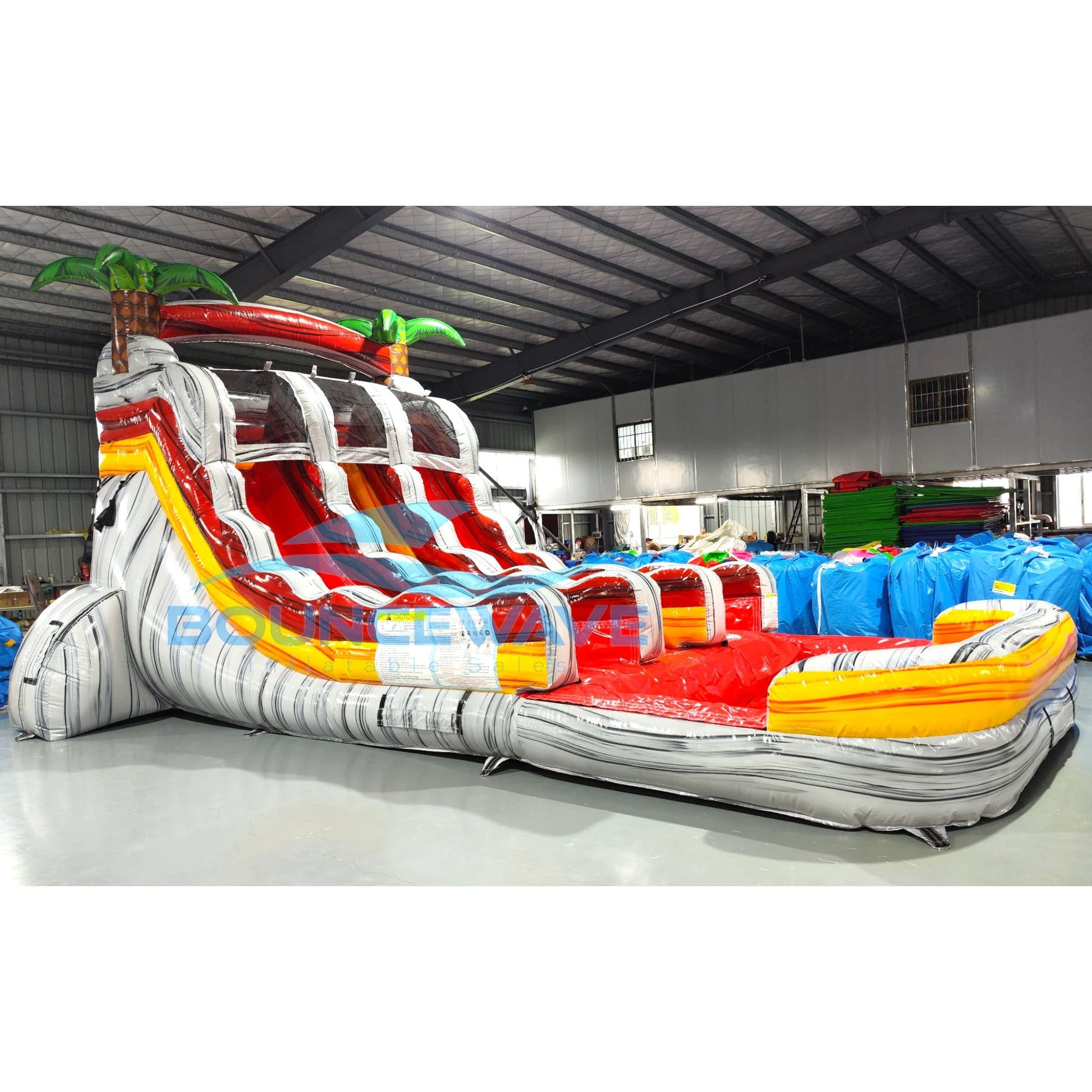 15ft Fire Island Dual Lane Center Climb Inflatable Water Slide - BounceWave Inflatable Sales