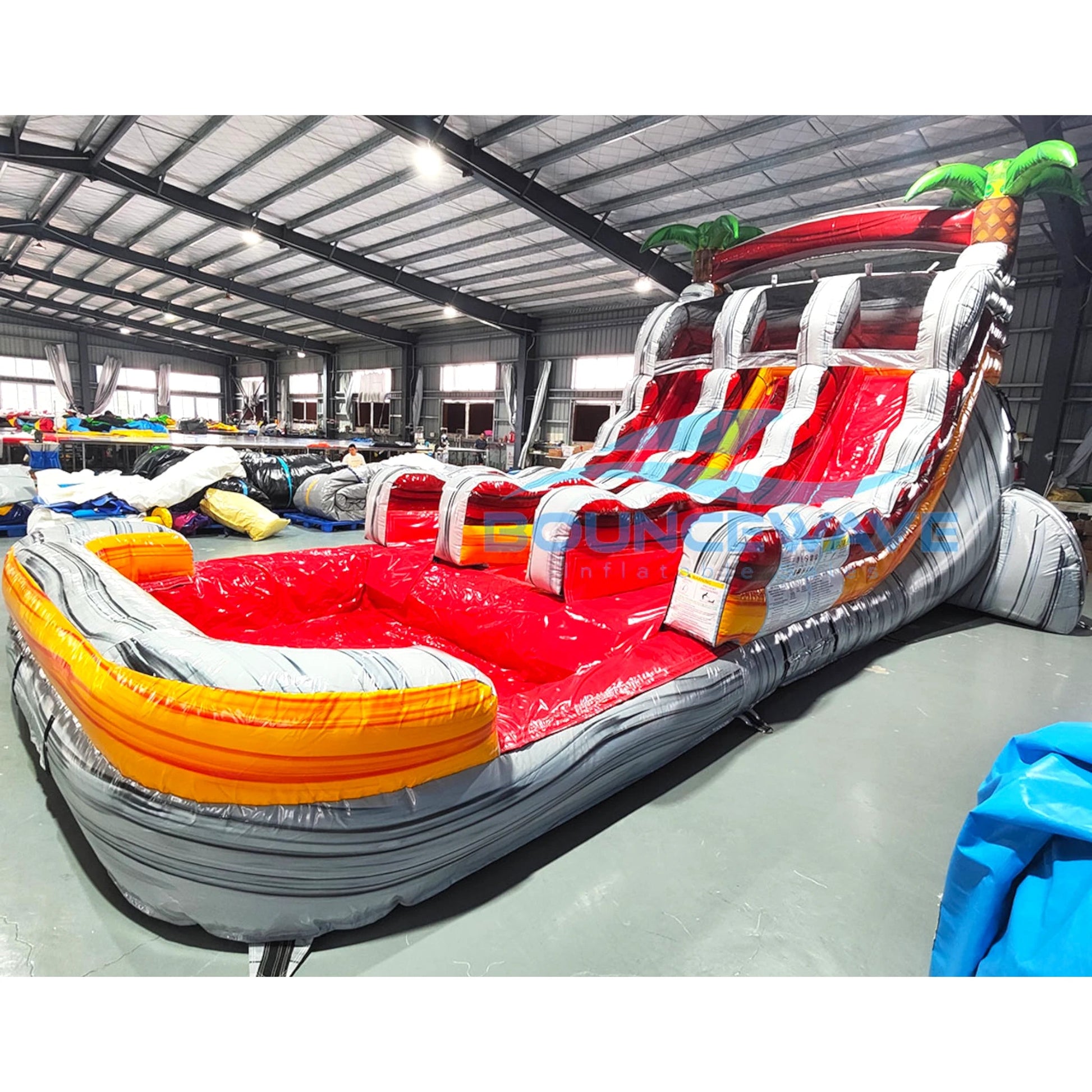 15ft Fire Island Dual Lane Center Climb Inflatable Water Slide - BounceWave Inflatable Sales