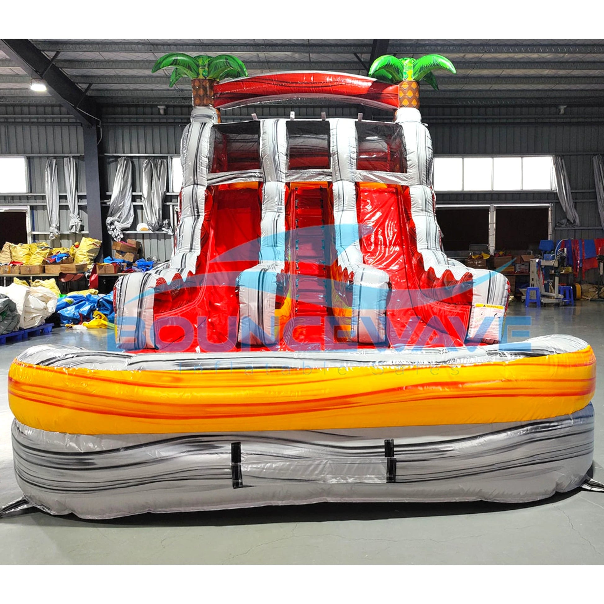 15ft Fire Island Dual Lane Center Climb Inflatable Water Slide - BounceWave Inflatable Sales