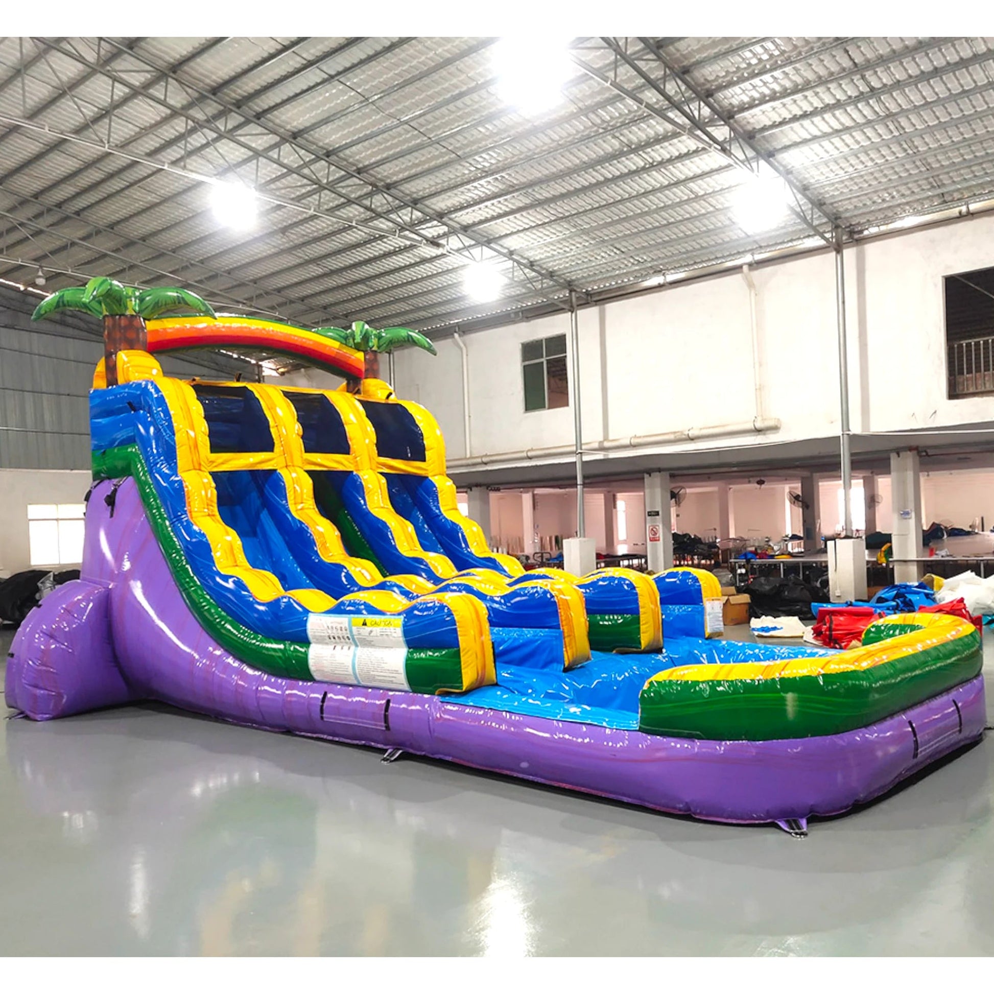 15ft Goombay Splash Dual Lane Center Climb Inflatable Water Slide - BounceWave Inflatable Sales