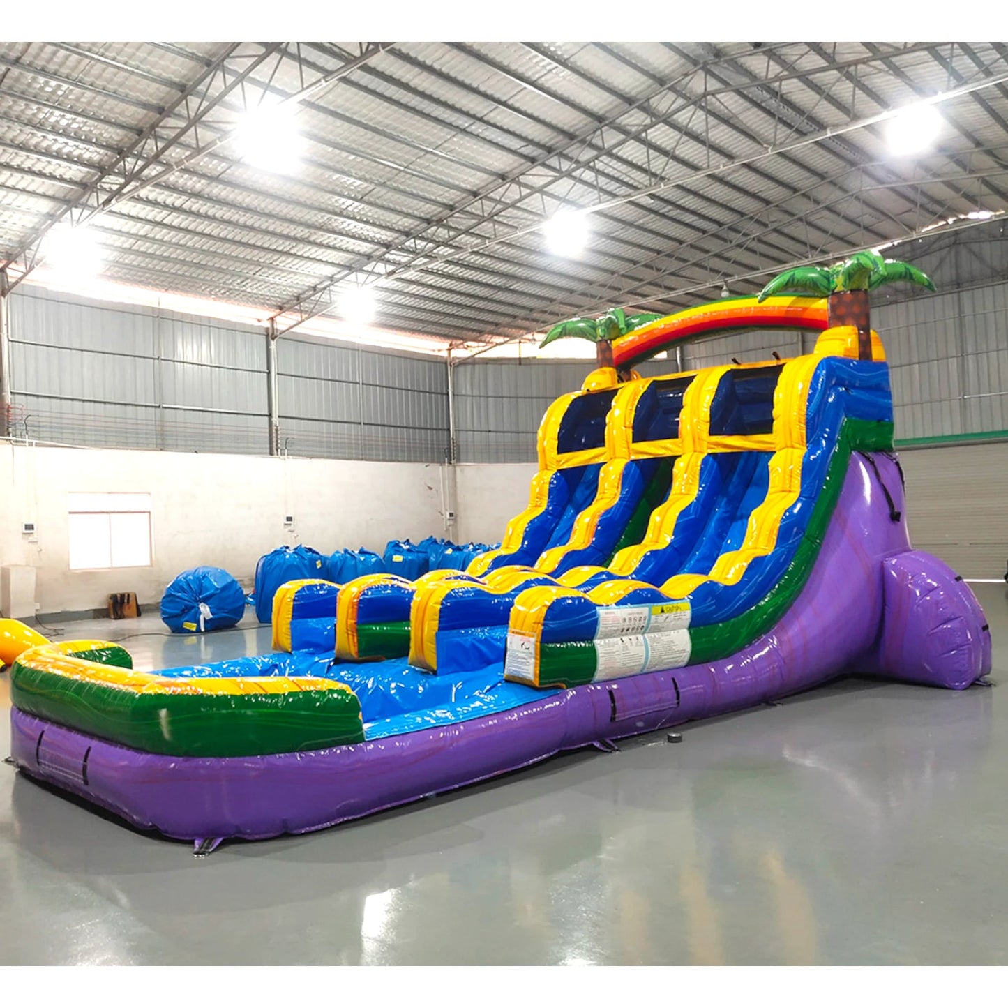 15ft Goombay Splash Dual Lane Center Climb Inflatable Water Slide - BounceWave Inflatable Sales