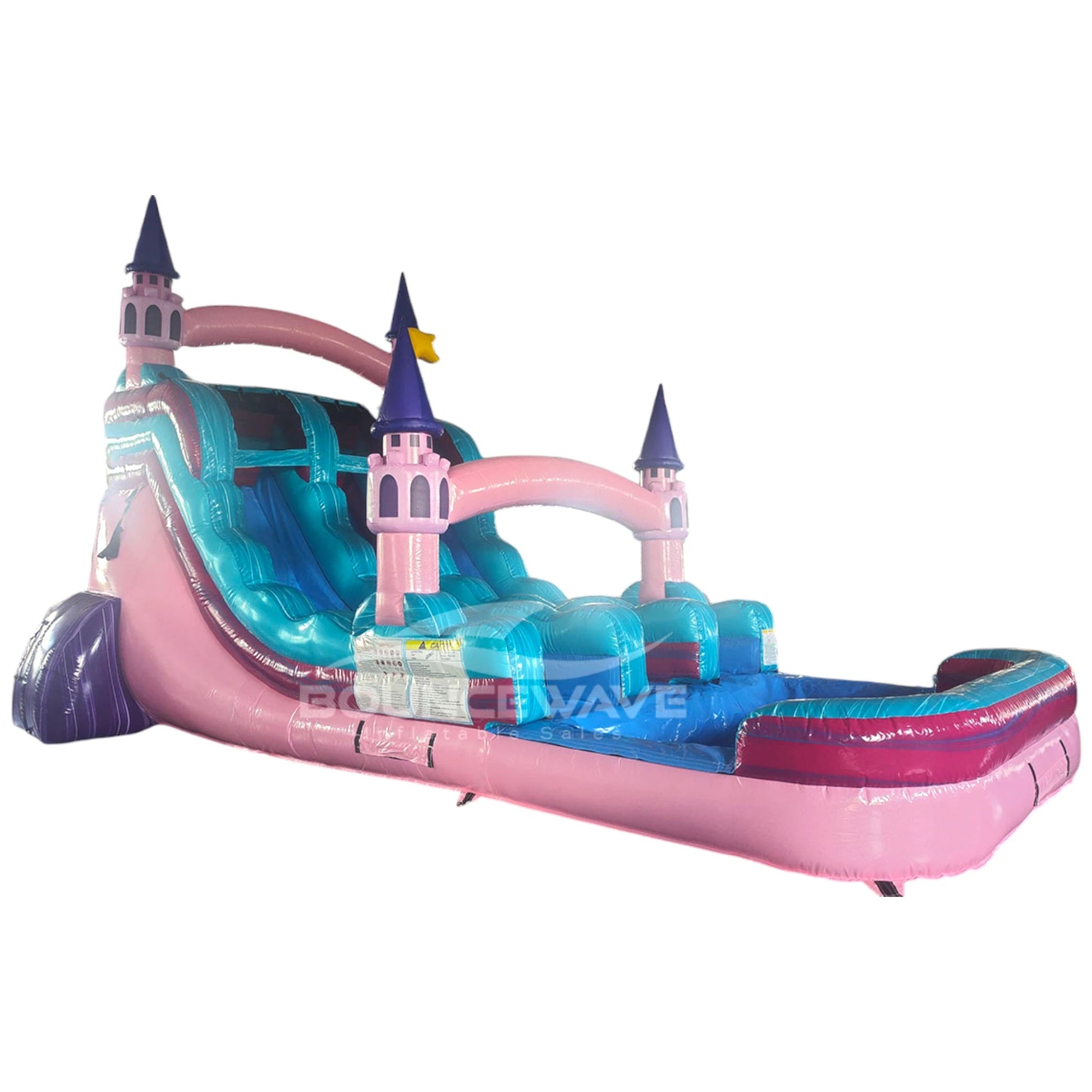 15ft Grand Royal Castle Dual Lane Center Climb Inflatable Water Slide - BounceWave Inflatable Sales