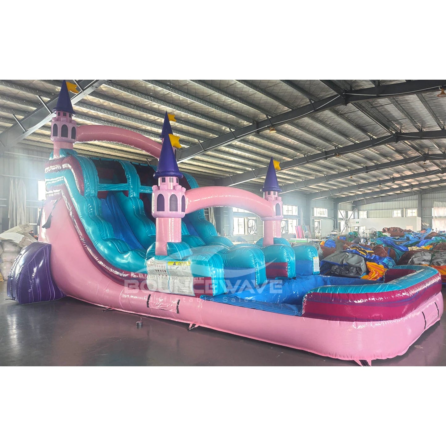 15ft Grand Royal Castle Dual Lane Center Climb Inflatable Water Slide - BounceWave Inflatable Sales