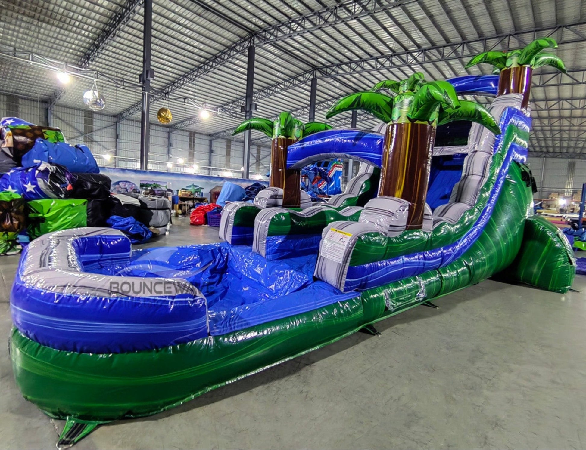 15ft Green Gush Commercial Single Lane Inflatable Water Slide - BounceWave Inflatable Sales