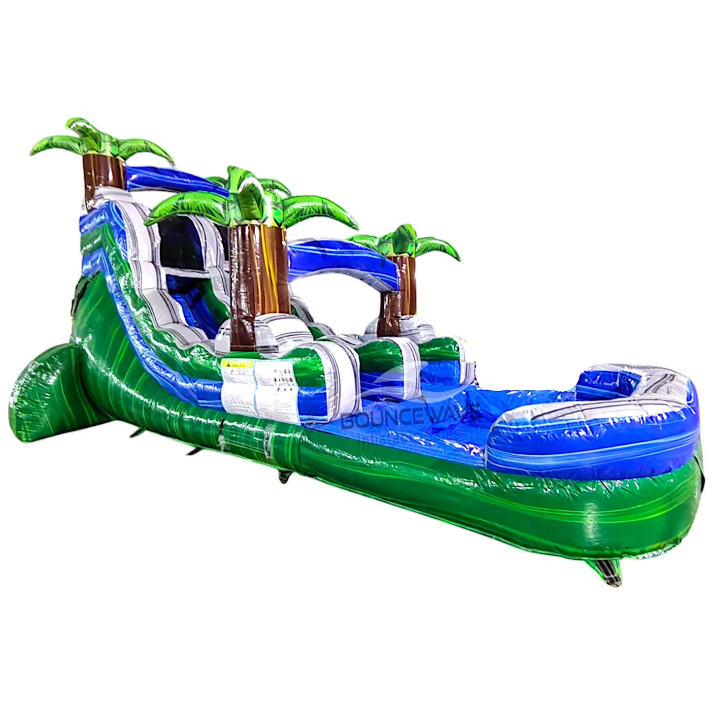 15ft Green Gush Commercial Single Lane Inflatable Water Slide - BounceWave Inflatable Sales