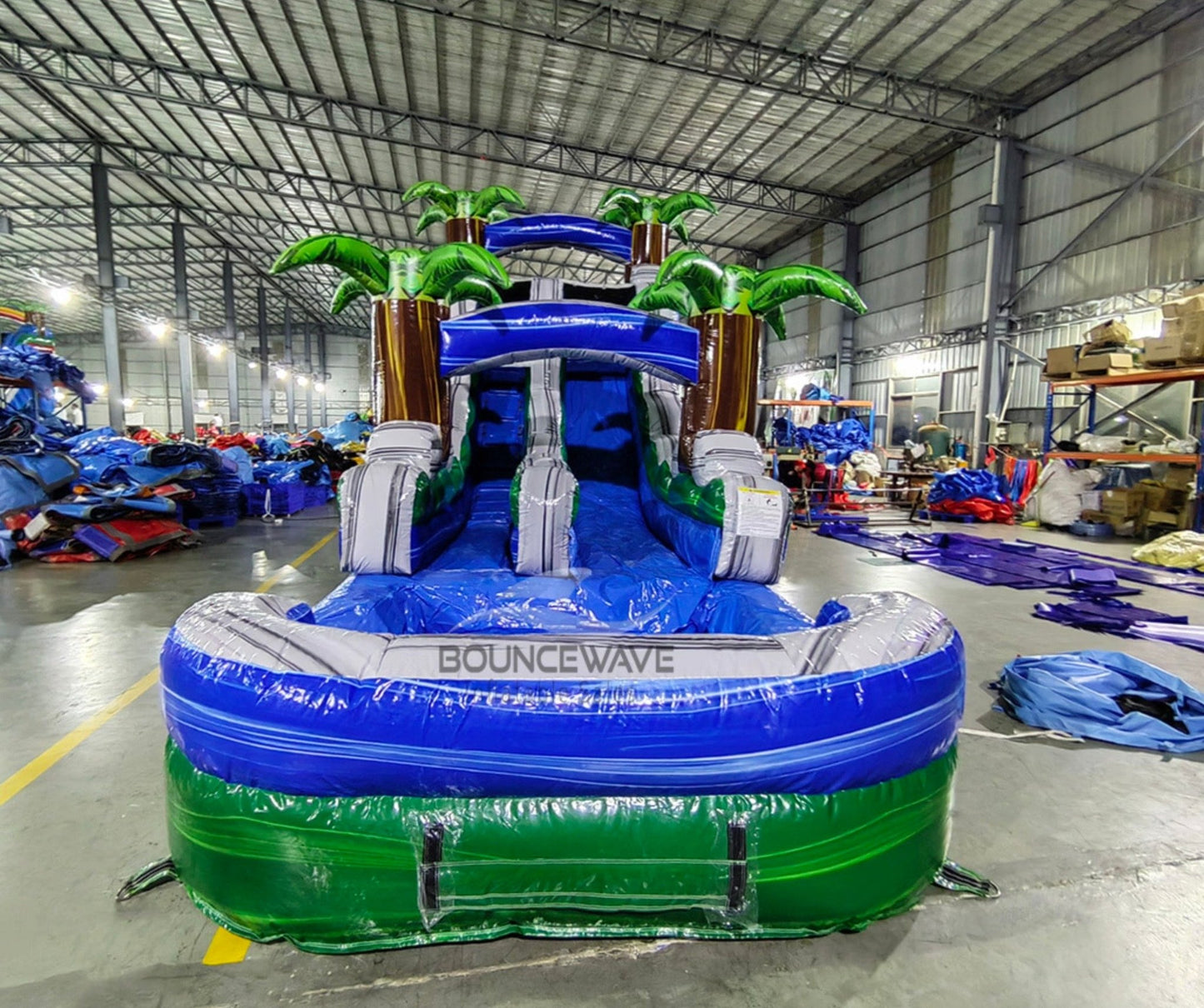 15ft Green Gush Commercial Single Lane Inflatable Water Slide - BounceWave Inflatable Sales