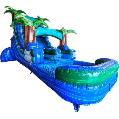 15ft Island Drop Commercial Single Lane Inflatable Water Slide - BounceWave Inflatable Sales