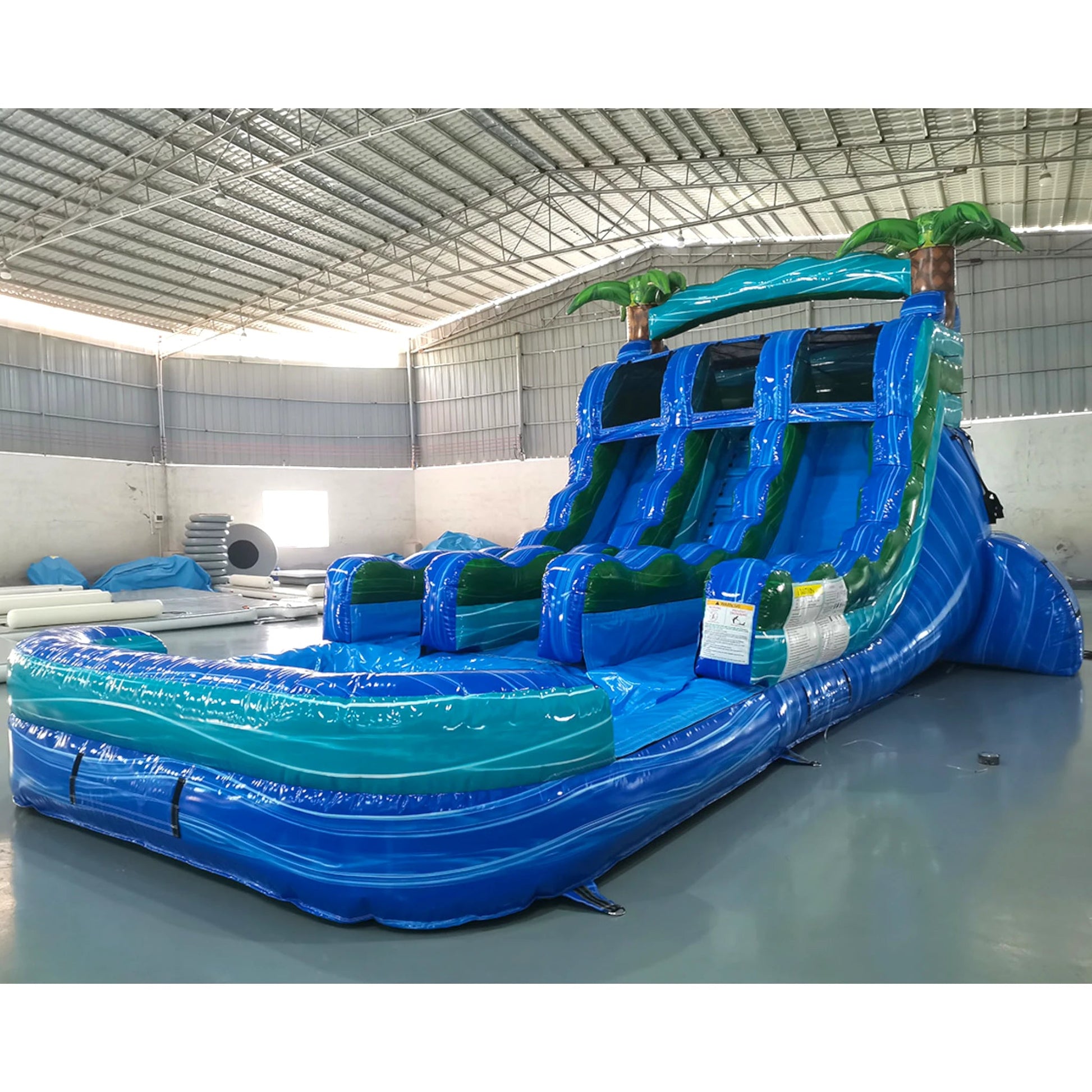 15ft Island Drop Dual Lane Center Climb Inflatable Water Slide - BounceWave Inflatable Sales