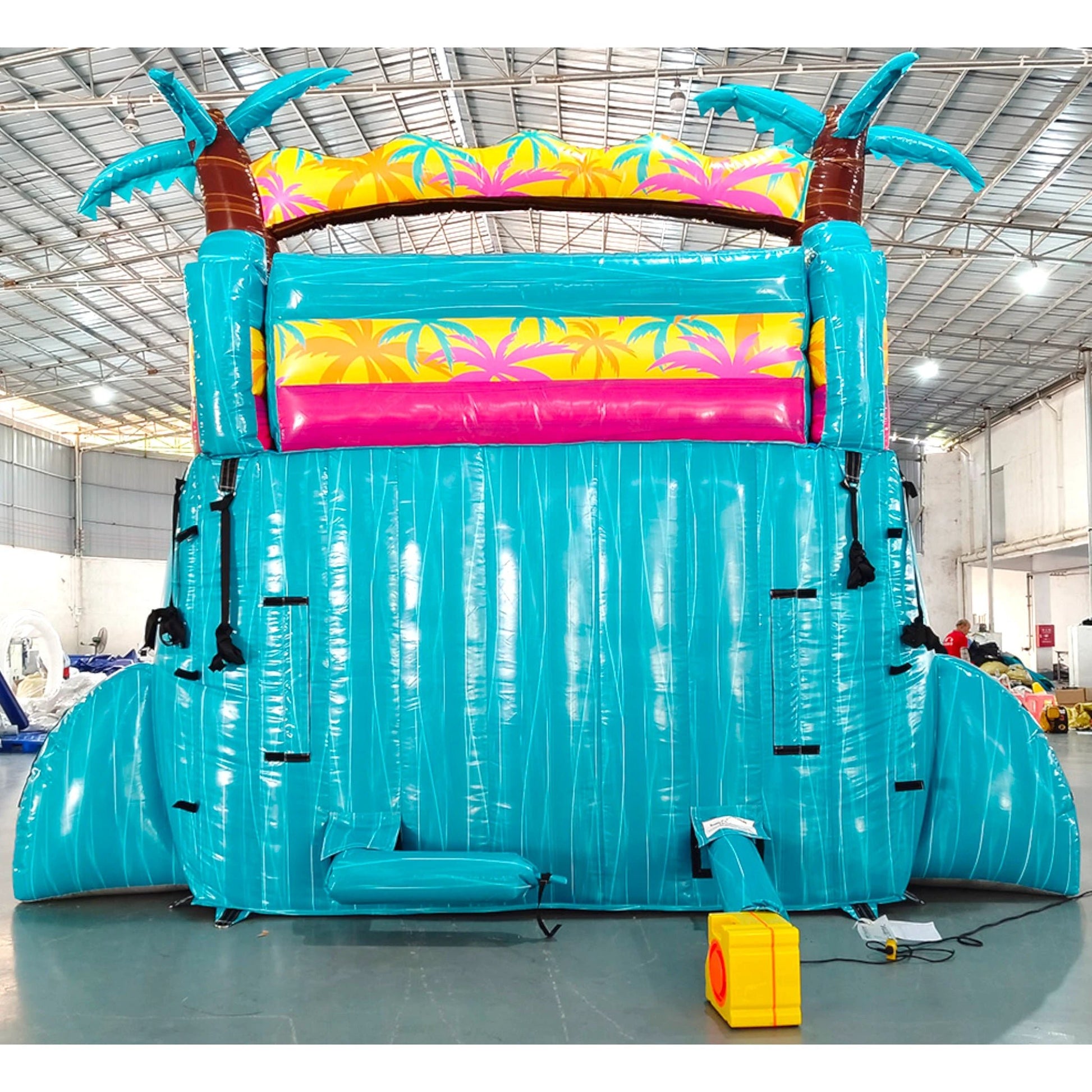 15ft Island Flow Palms Dual Lane Center Climb Inflatable Water Slide - BounceWave Inflatable Sales