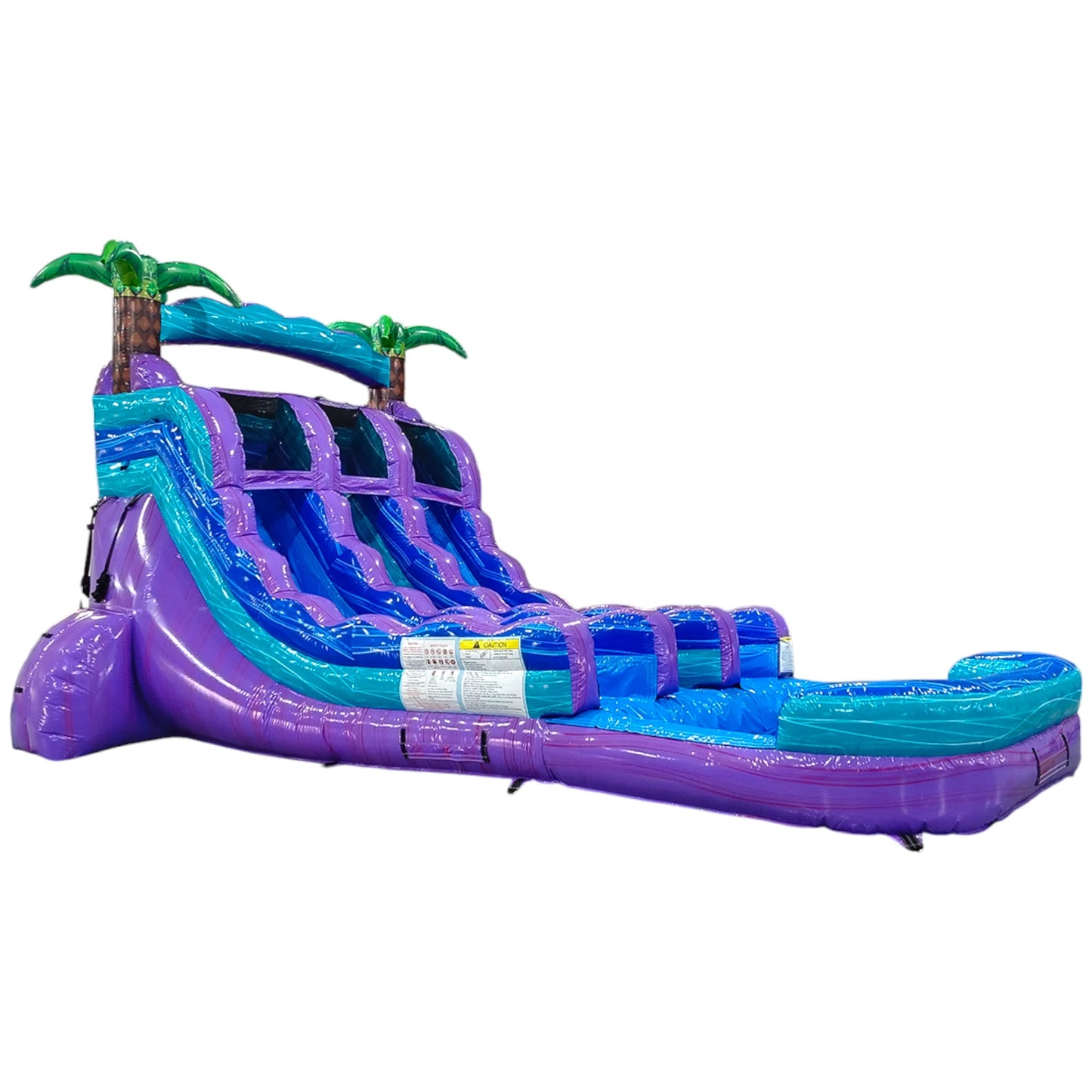 15ft Purple Plunge Dual Lane Center Climb Inflatable Water Slide - BounceWave Inflatable Sales