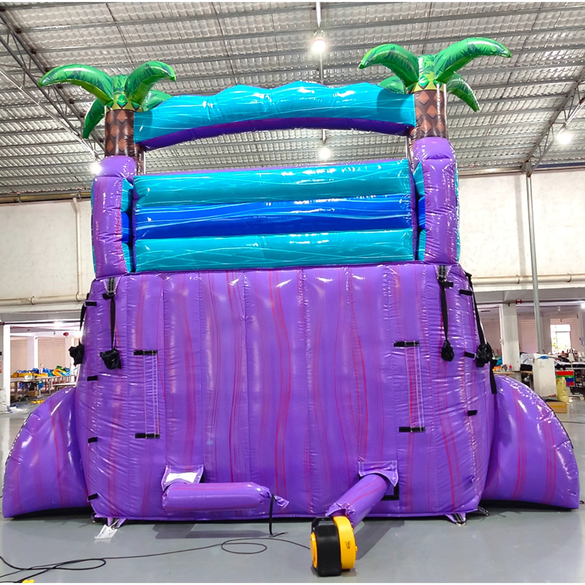 15ft Purple Plunge Dual Lane Center Climb Inflatable Water Slide - BounceWave Inflatable Sales