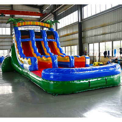 15ft Reggae Rush Dual Lane Center Climb Inflatable Water Slide - BounceWave Inflatable Sales