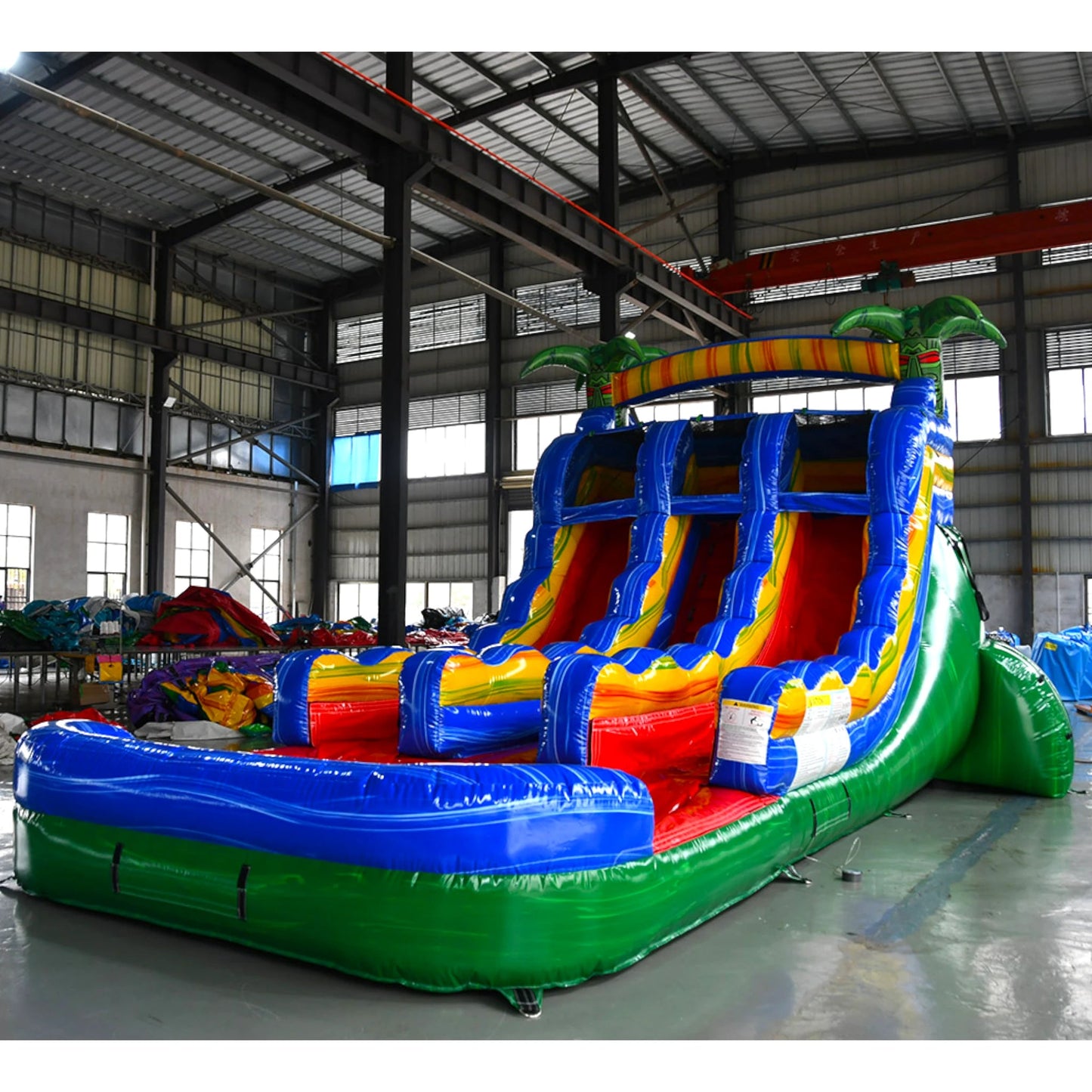 15ft Reggae Rush Dual Lane Center Climb Inflatable Water Slide - BounceWave Inflatable Sales