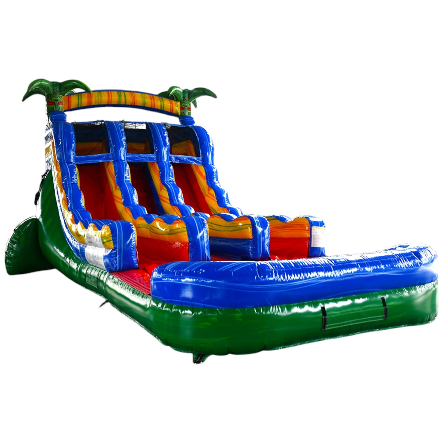 15ft Reggae Rush Dual Lane Center Climb Inflatable Water Slide - BounceWave Inflatable Sales