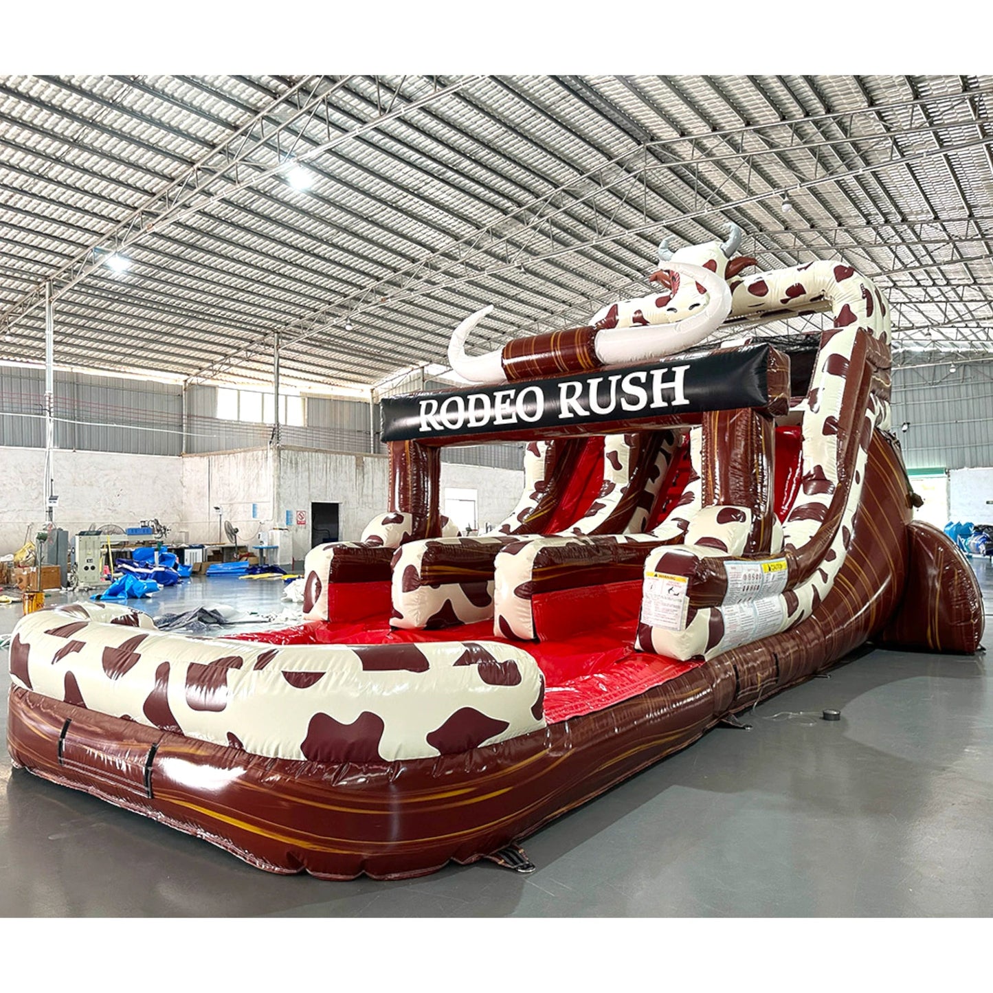 15ft Rodeo Rush Dual Lane Center Climb Inflatable Water Slide - BounceWave Inflatable Sales