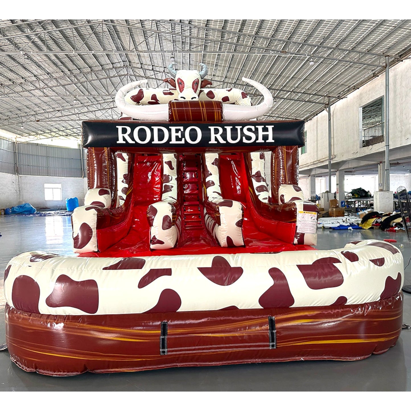 15ft Rodeo Rush Dual Lane Center Climb Inflatable Water Slide - BounceWave Inflatable Sales