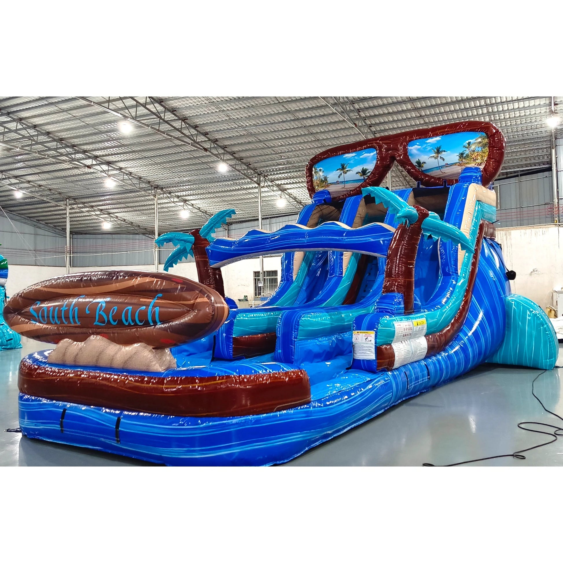 15ft South Beach Dual Lane Center Climb Inflatable Water Slide - BounceWave Inflatable Sales