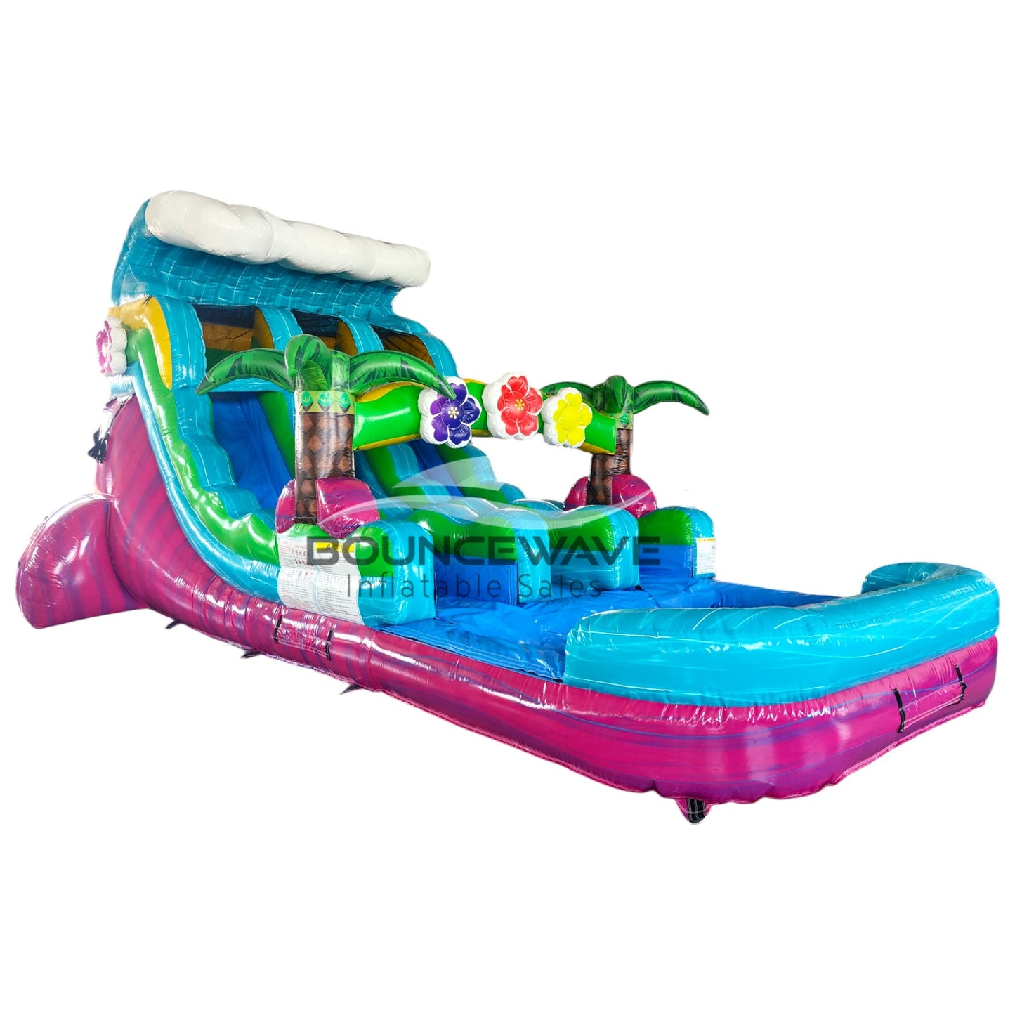 15ft Summer Luau Dual Lane Center Climb Inflatable Water Slide - BounceWave Inflatable Sales