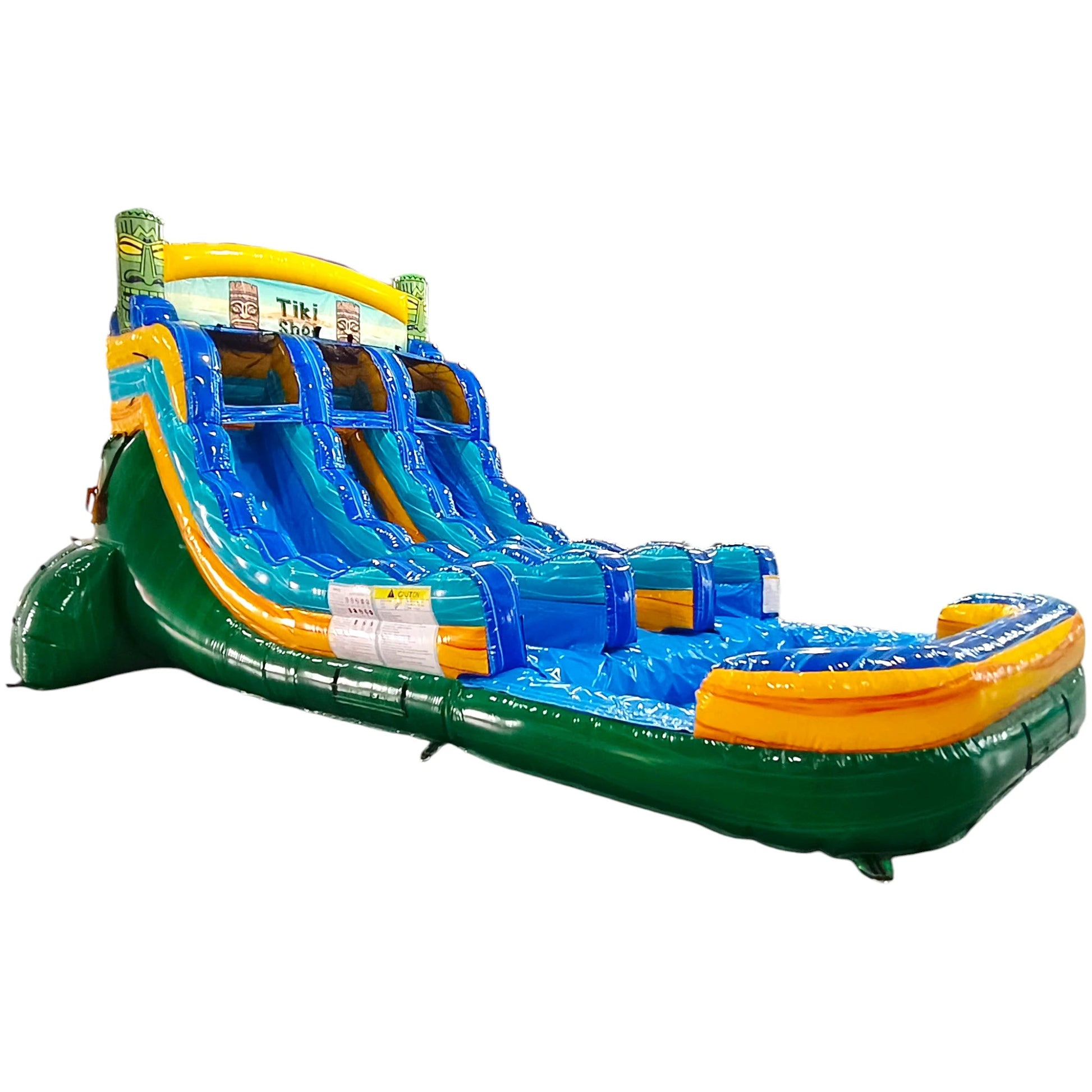 15ft Tiki Shot Dual Lane Center Climb Inflatable Water Slide - BounceWave Inflatable Sales