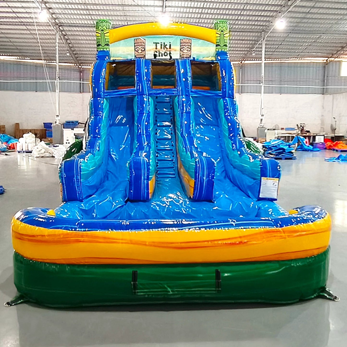 15ft Tiki Shot Dual Lane Center Climb Inflatable Water Slide - BounceWave Inflatable Sales