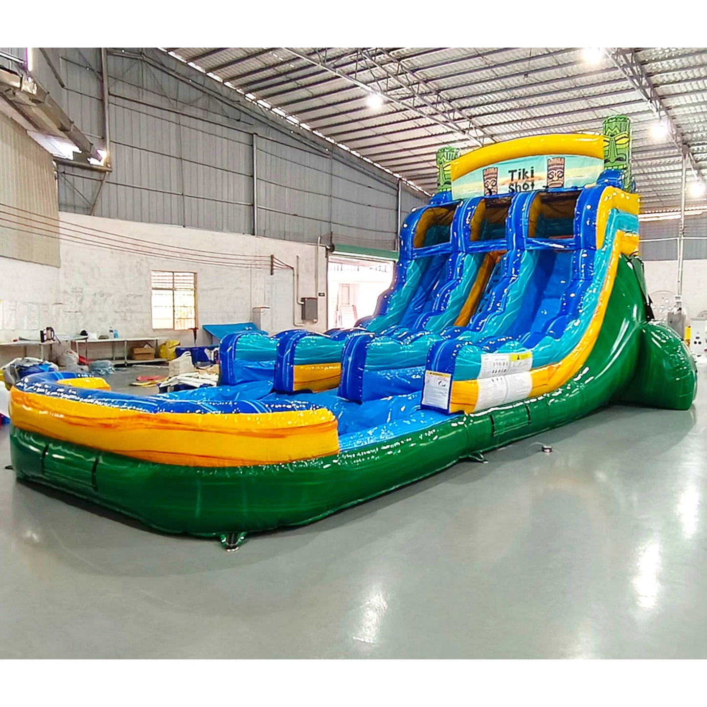 15ft Tiki Shot Dual Lane Center Climb Inflatable Water Slide - BounceWave Inflatable Sales