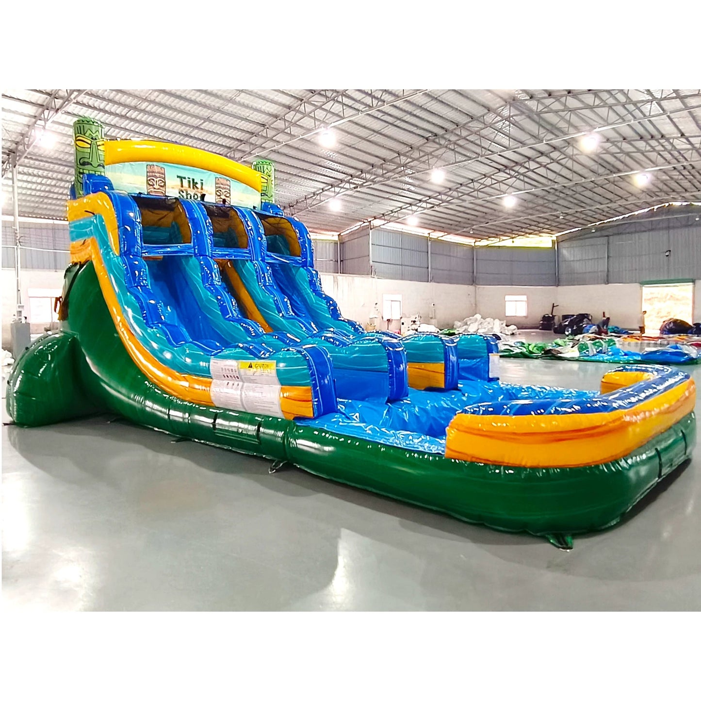 15ft Tiki Shot Dual Lane Center Climb Inflatable Water Slide - BounceWave Inflatable Sales