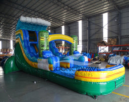 15ft Tiki Wave Commercial Single Lane Inflatable Water Slide - BounceWave Inflatable Sales