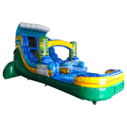 15ft Tiki Wave Commercial Single Lane Inflatable Water Slide - BounceWave Inflatable Sales