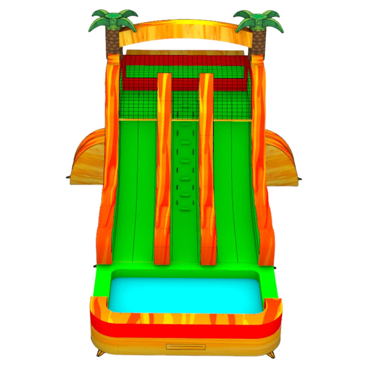 15ft Trop Inferno Dual Lane Center Climb Inflatable Water Slide - BounceWave Inflatable Sales