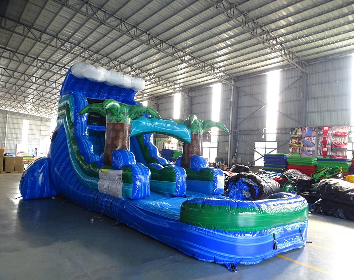 15ft Trop Wave Commercial Single Lane Inflatable Water Slide - BounceWave Inflatable Sales