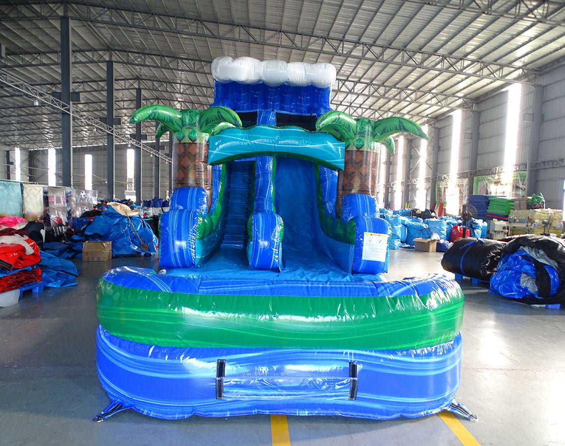 15ft Trop Wave Commercial Single Lane Inflatable Water Slide - BounceWave Inflatable Sales