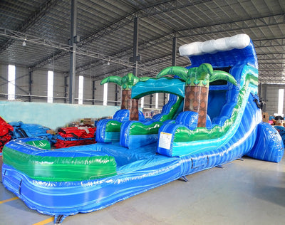 15ft Trop Wave Commercial Single Lane Inflatable Water Slide - BounceWave Inflatable Sales