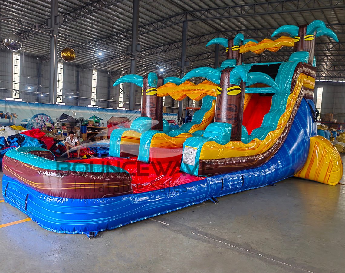 15ft Tropic Shock Commercial Single Lane Inflatable Water Slide - BounceWave Inflatable Sales