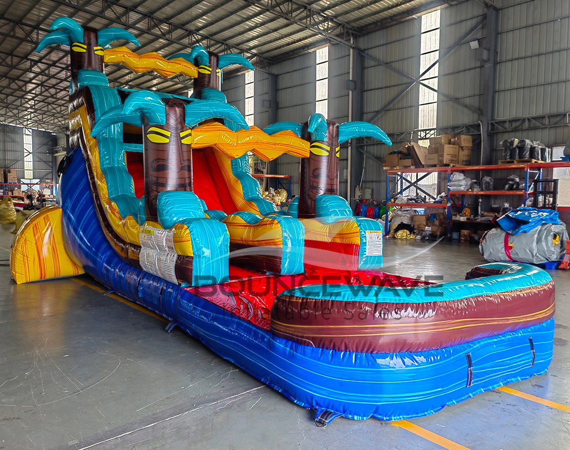 15ft Tropic Shock Commercial Single Lane Inflatable Water Slide - BounceWave Inflatable Sales