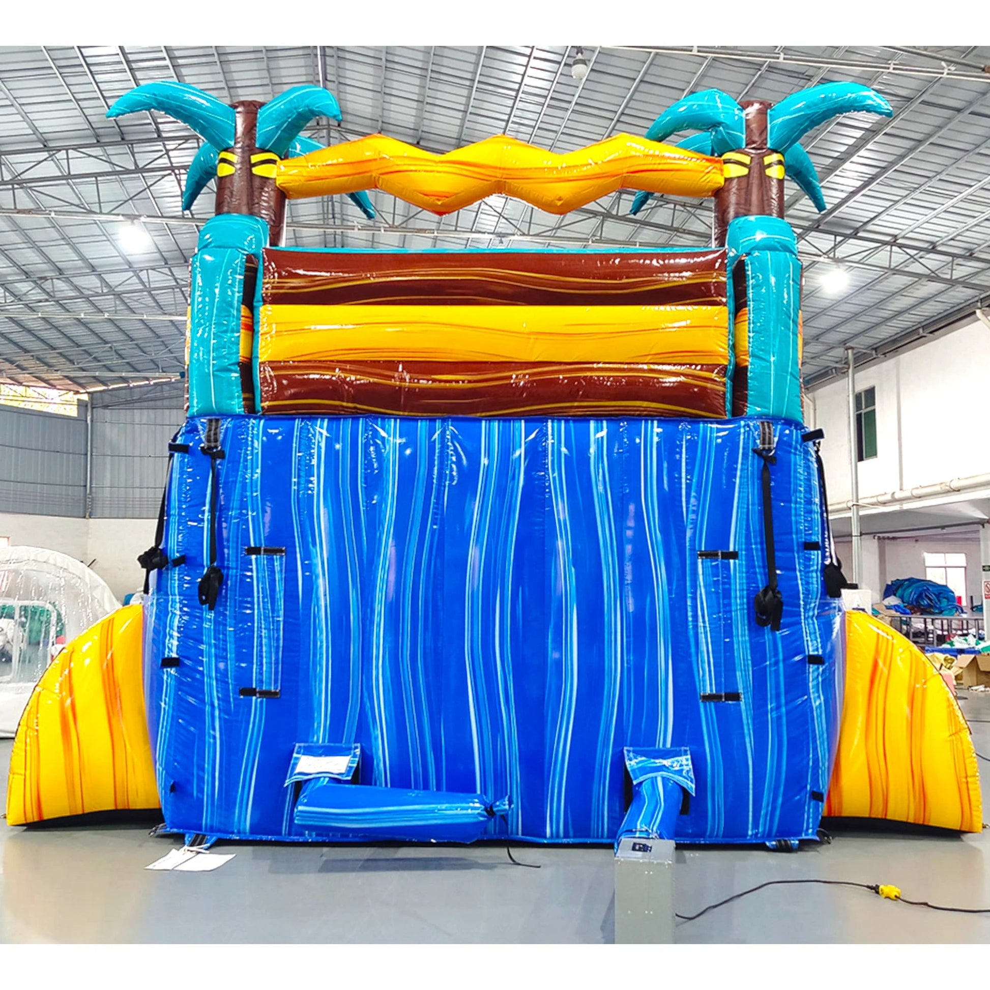 15ft Tropic Shock Dual Lane Center Climb Inflatable Water Slide - BounceWave Inflatable Sales